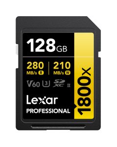 Lexar SDXC Pro 1800x U3 V60 UHS-II 128GB 280MB/s -minneskort