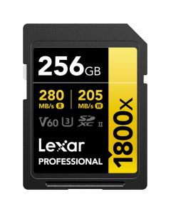 Lexar SDXC Pro 1800x U3 V60 UHS-II 256GB 280MB/s -minneskort