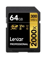 Lexar SDXC Pro 2000x U3 V90 UHS-II 64GB 300MB/s -minneskort