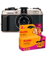 Pentax 17 -filmkamera, Dark Silver + Kodak Gold 135 200-24 x 3 Film