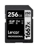 Lexar SDXC Pro 1667x U3 V60 UHS-II 256GB 250MB/s -minneskort