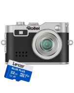 Rollei Mini Digital Camera -nyckelringskamera, svart + Lexar microSDHC 32GB