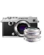 Olympus PEN-F systemkamera, silver + M.Zuiko 17/1.8, silver